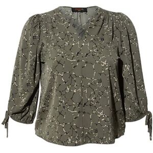 Olive Green Printed Tie-Sleeve Blouse by Olivia Grey XL